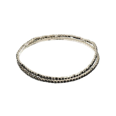 Crystal Lane DIY Silver & Jet Black Rhinestones Bracelets, 2ct.