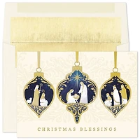 JAM Paper 5" x 7" Gold Christmas Blessings Ornaments Cards & Envelopes Set, 18ct.