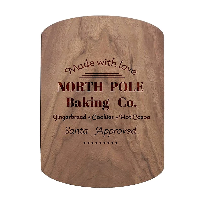 North Pole Baking Co. 11" x 8" Walnut Oval Cutting Board