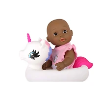 Dream Collection Bath Time 12" African American Baby Doll With Unicorn Floatie