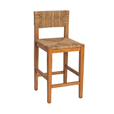Hello Honey® 38" Wood & Seagrass Bar Stool