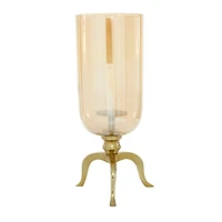 19" Gold Aluminum & Glass Traditional Candlestick Holder