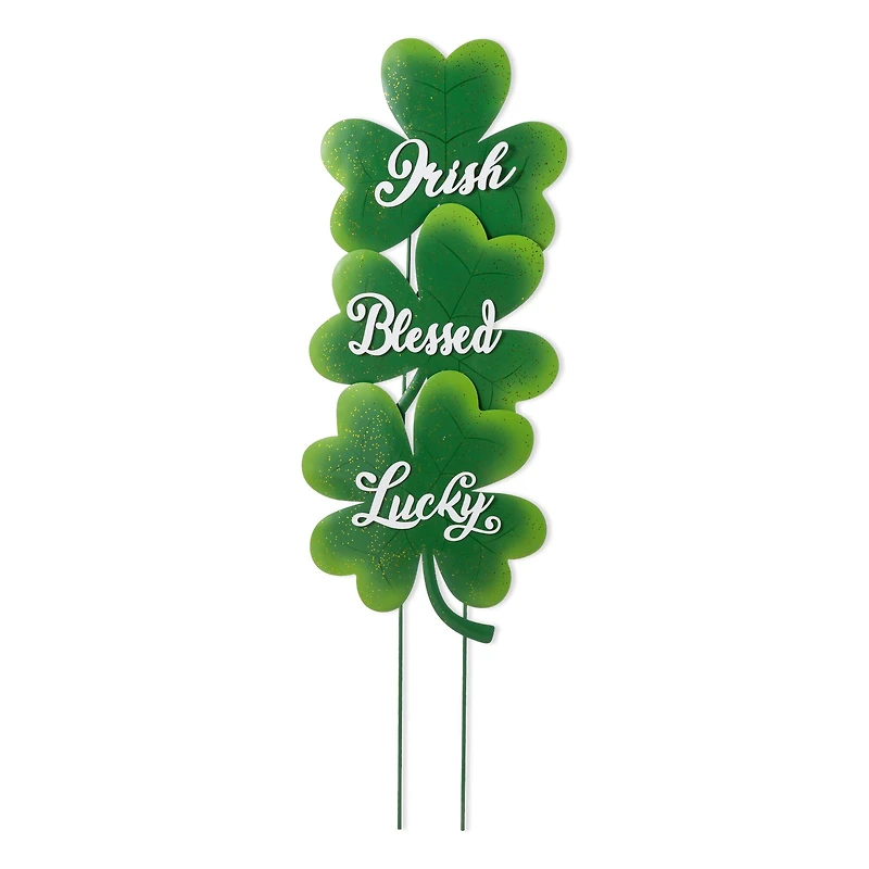 Glitzhome® 36.75" St. Patrick's Metal Shamrock Yard Stake Set