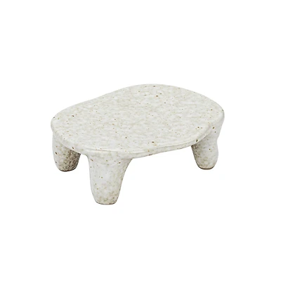 Hello Honey® 4.5" Cream Reactive Glaze Stoneware Footed Dish Coaster