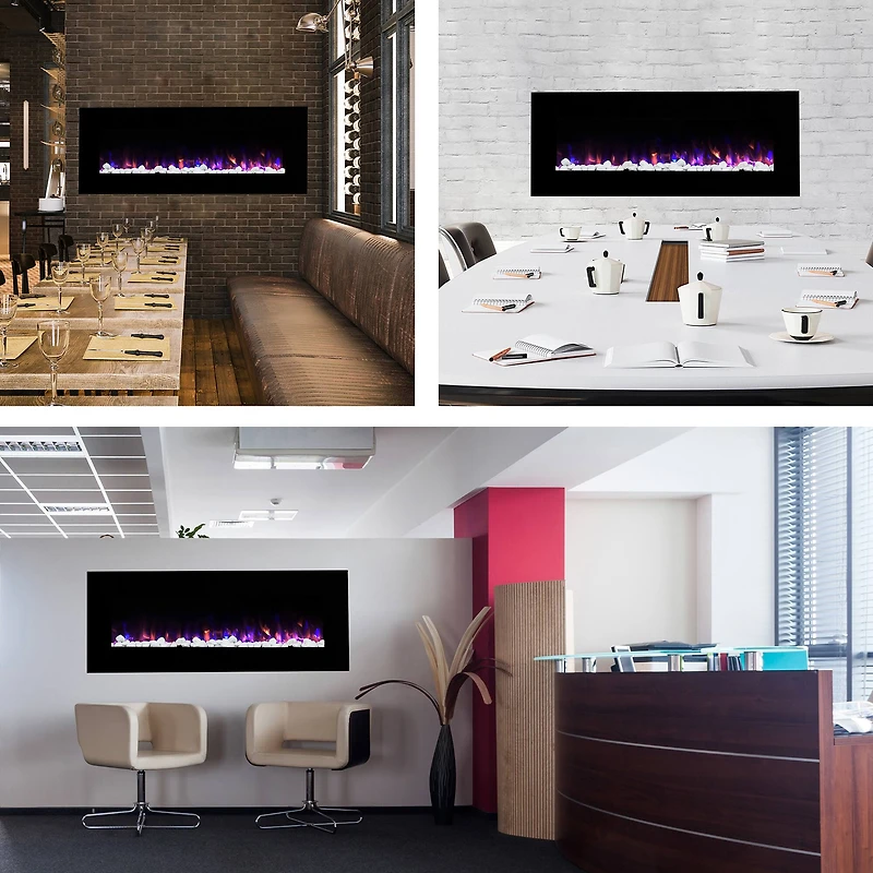 Hastings Home 54" Black LED Electric Wall Fireplace