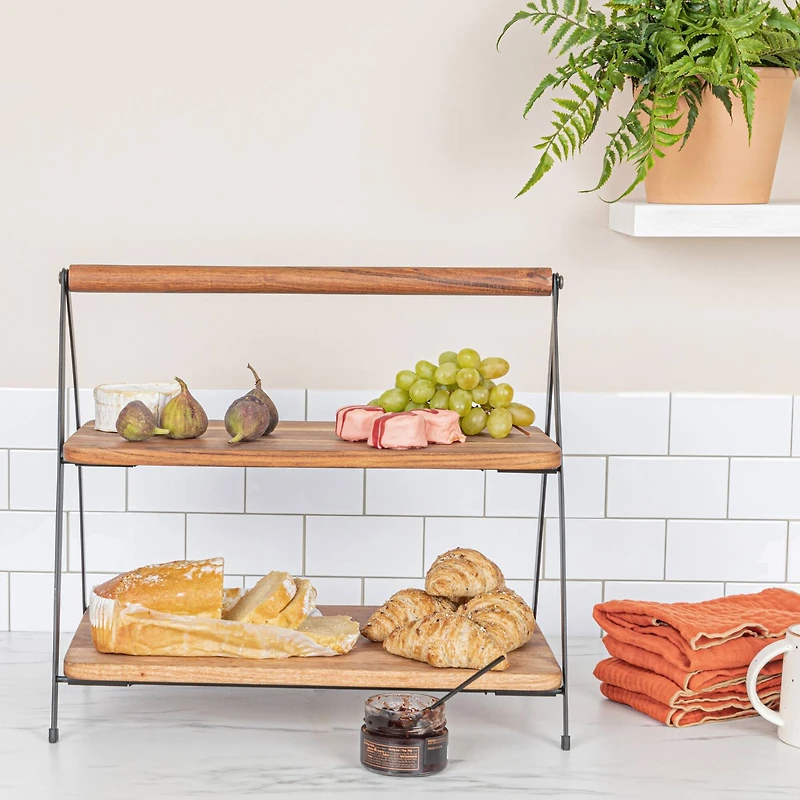  Hello Honey® 2 Tier Acacia Wood Stand