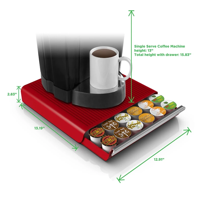 Mind Reader Red Single Serve Coffee Coffee Station & Pod Capsule Storage