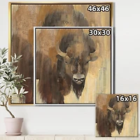 Designart - Into the Wild Gold Buffalo - Modern Farmhouse Framed Canvas