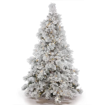 6.5ft. Pre-Lit Flocked Alberta Artificial Christmas Tree, Pure White LED Lights