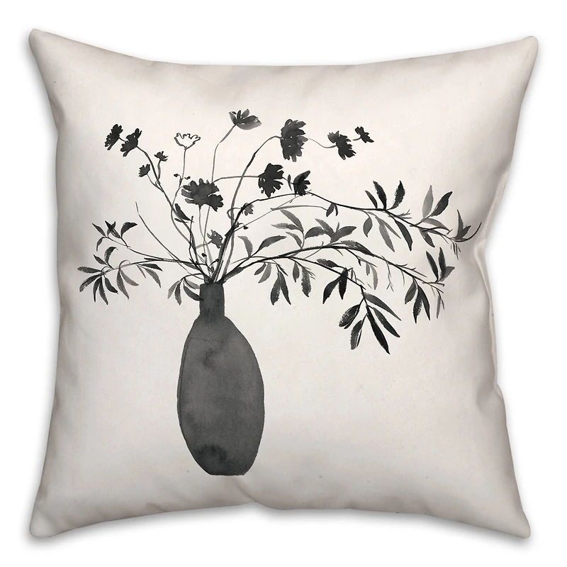 Monochromatic Floral IV 18" x 18" Throw Pillow