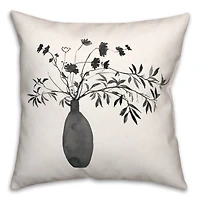 Monochromatic Floral IV 18" x 18" Throw Pillow