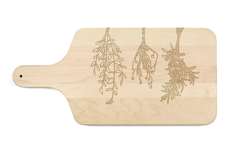 Dried Herbs 17" x 8" Maple Paddle Cutting Board