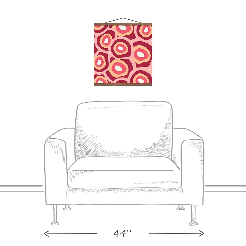 Funky Circles Pattern 16" x 16" Teak Hanging Canvas