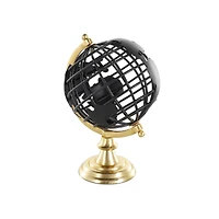 Black Aluminum Metal Open Framed World Educational & Geographic Earth Globe with Wire Exterior & Gold Base