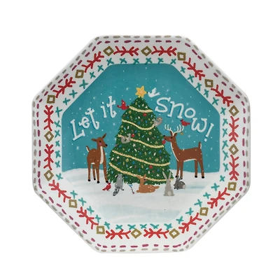 Hello Honey® 8" Let It Snow Ceramic Octagon Plate