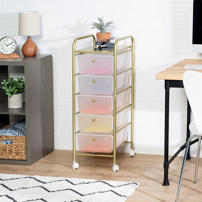 Honey Can Do Gold 5-Drawer Rolling Storage Cart
