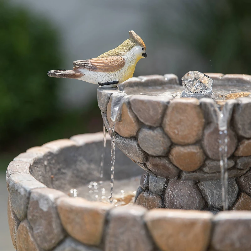 Glitzhome® 2ft. 2-Tier Stone-Like Outdoor Birdbath Fountain