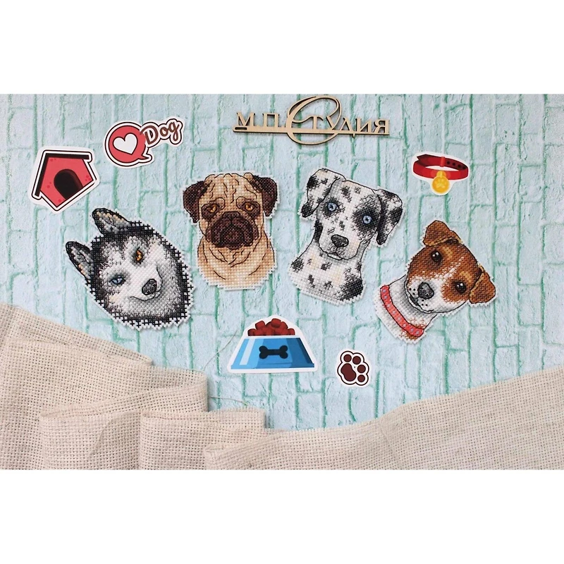 MP Studia Who Said Woof? Magnets Plastic Canvas Counted Cross Stitch Kit