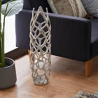 26" Silver Aluminum Contemporary Vase