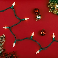 200-Count Warm White LED Faceted C6 Christmas Lights  66.25 ft Green Wire