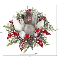 15" Christmas Lighted Forest Candle Holder Arrangement