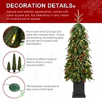 Glitzhome® 4ft Pre-lit Green Artificial Christmas Porch Tree, Warm White Lights