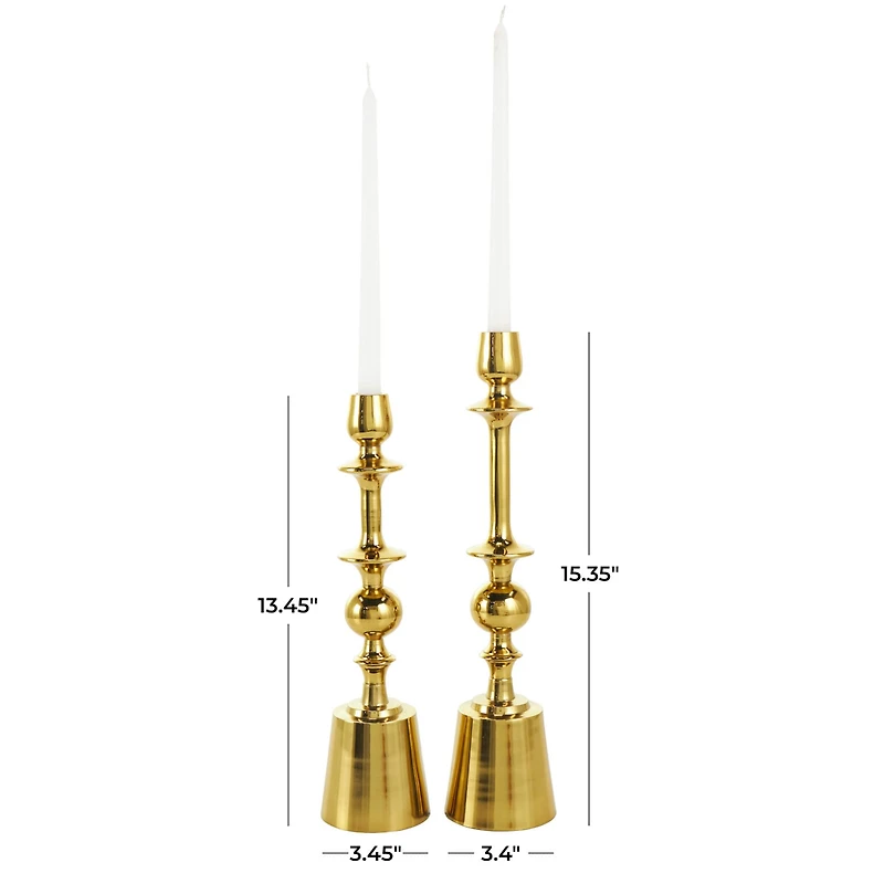 Gold Aluminum Candle Holder Set