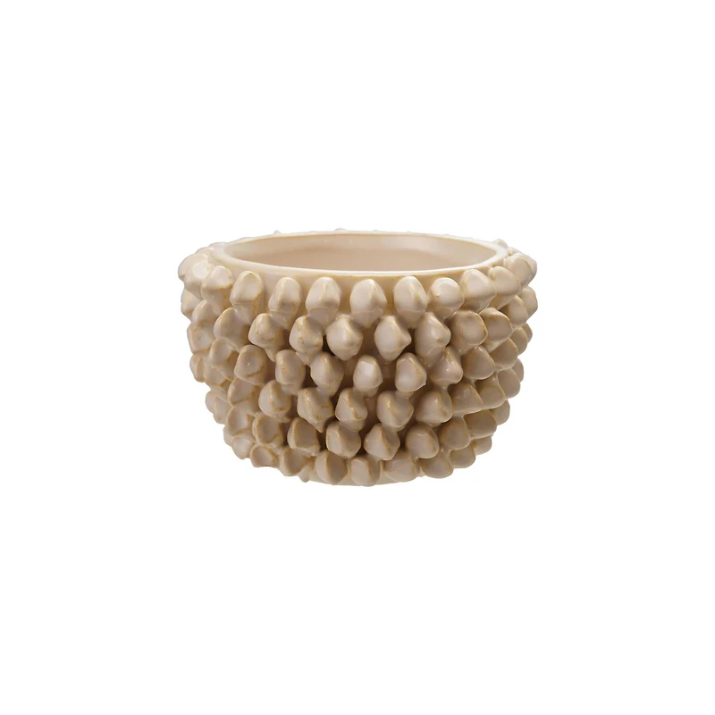 Hello Honey® Cream Stoneware 3D Spiked Formed Planter