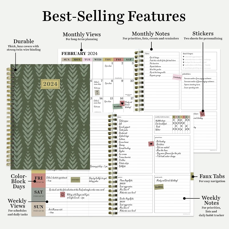 TF Publishing 2024 Printed Garden Medium Weekly Monthly Planner