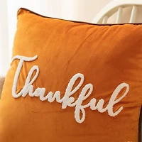 Glitzhome® Orange Velvet Thankful Pillow Cover