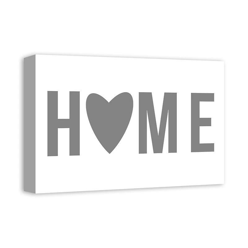 Home Heart Gray Canvas Wall Art