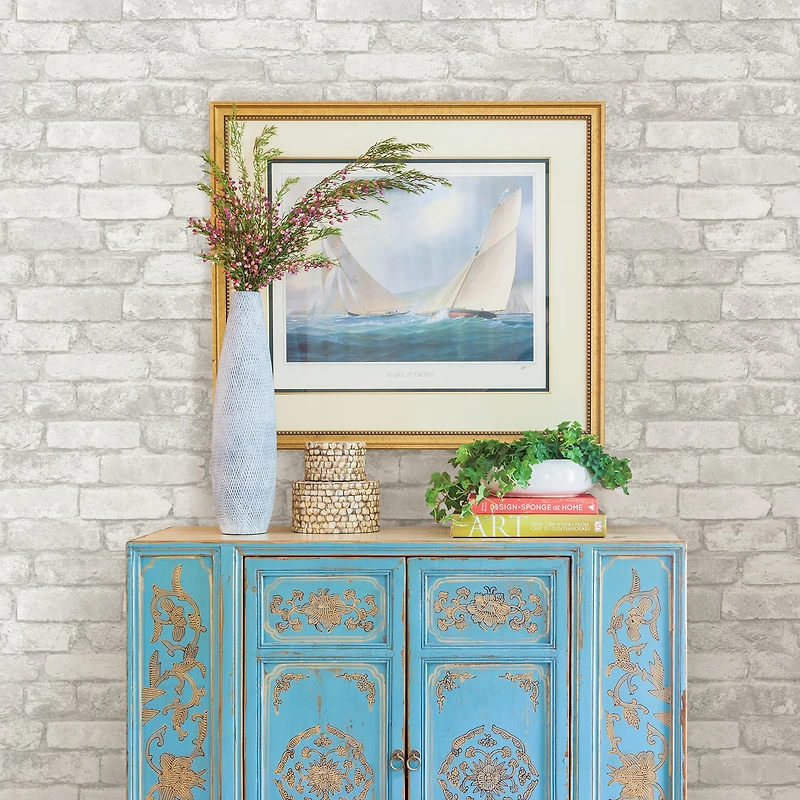 NuWallpaper Gray & White Brick Peel & Stick Wallpaper