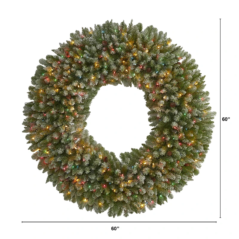 5ft. Pre-Lit Flocked Artificial Christmas Wreath