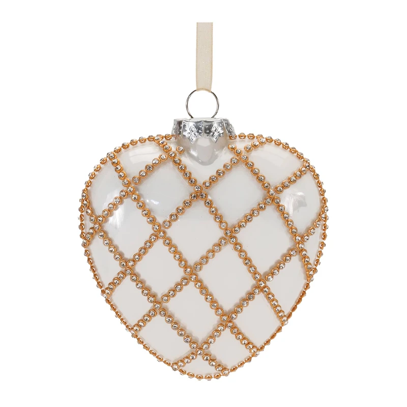 4.5" Jeweled Glass Heart Ornaments, 12ct.