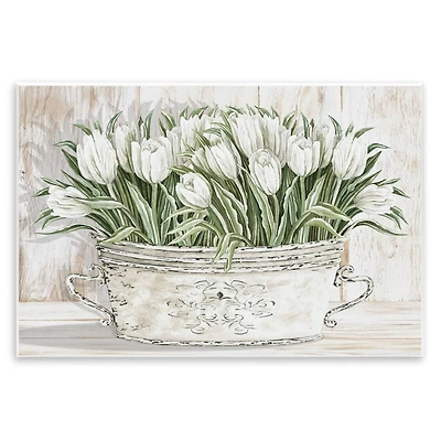 Stupell Industries Fresh White Tulip Flowers Vintage Wall Plaque Art