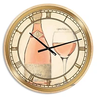 Designart 'Glam Sparkling Rose Wine Glam Wall Clock