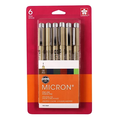 Pigma® Micron™ 05 Fine Line Pen 6 Earth Colors Set