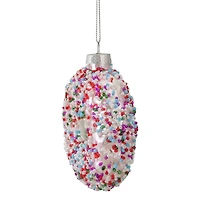4" Pink Doughnut with Sprinkles Glass Ornament