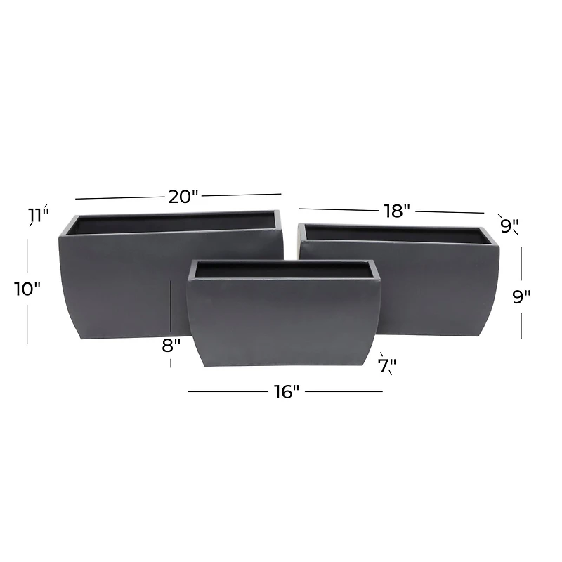 Grey Modern Planter, Set of 3" 20", 18", 16"