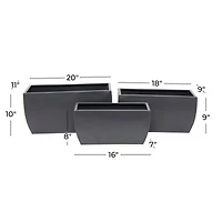 Grey Modern Planter, Set of 3" 20", 18", 16"