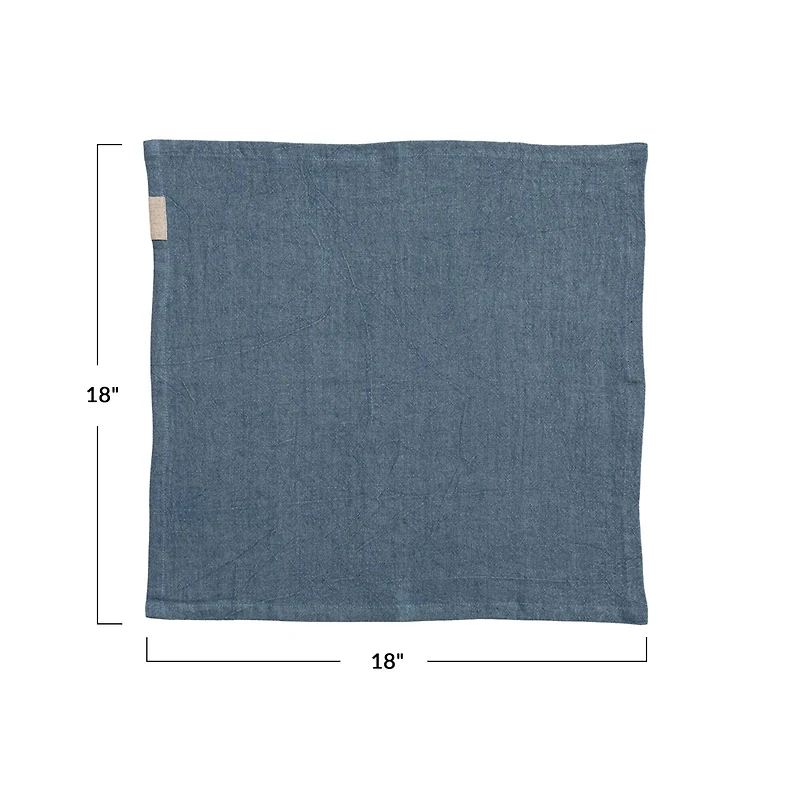 Hello Honey® Blue Stonewashed Square Linen Blend Napkins, 4ct.