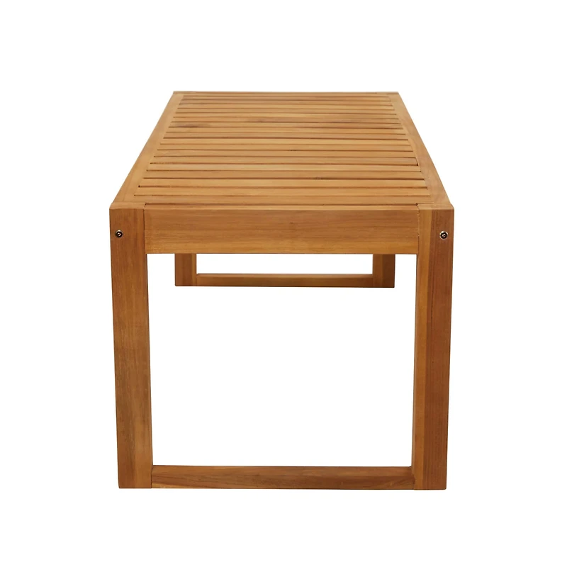 47" Brown Teak Wood Slatted Outdoor Accent Table