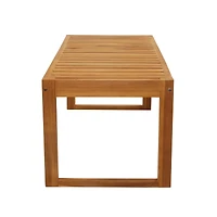 47" Brown Teak Wood Slatted Outdoor Accent Table