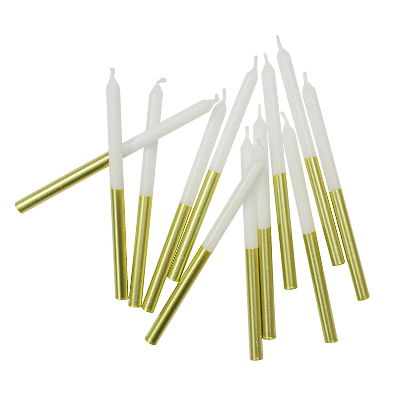 Gold Dipped White Birthday Candles by Celebrate It™