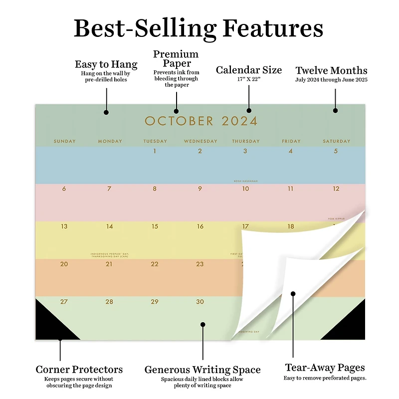TF Publishing 2024-2025 Medium Super Stripe Desk Pad Calendar
