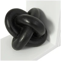 7" Black MDF Knot Bookends with White Stands Set