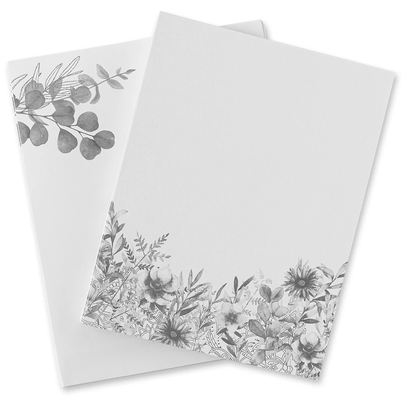 12 Packs: 40 ct. (480 total) 4.25" x 5.5" Black Floral Flat Cards & Envelopes by Recollections™