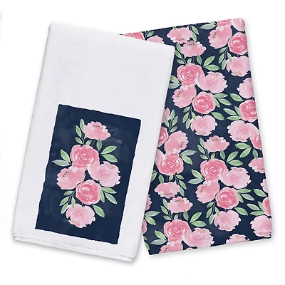 Sweet Florals on Navy 16" x 25" Towel Set