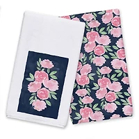 Sweet Florals on Navy 16" x 25" Towel Set