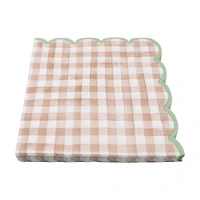 12 Packs: 20 ct. (240 total) Brown Gingham Scalloped Lunch Napkins by Celebrate It™